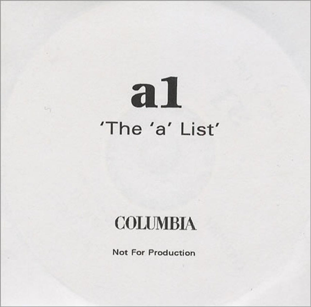 A1 The A List UK Promo CD-R acetate CD ACETATE