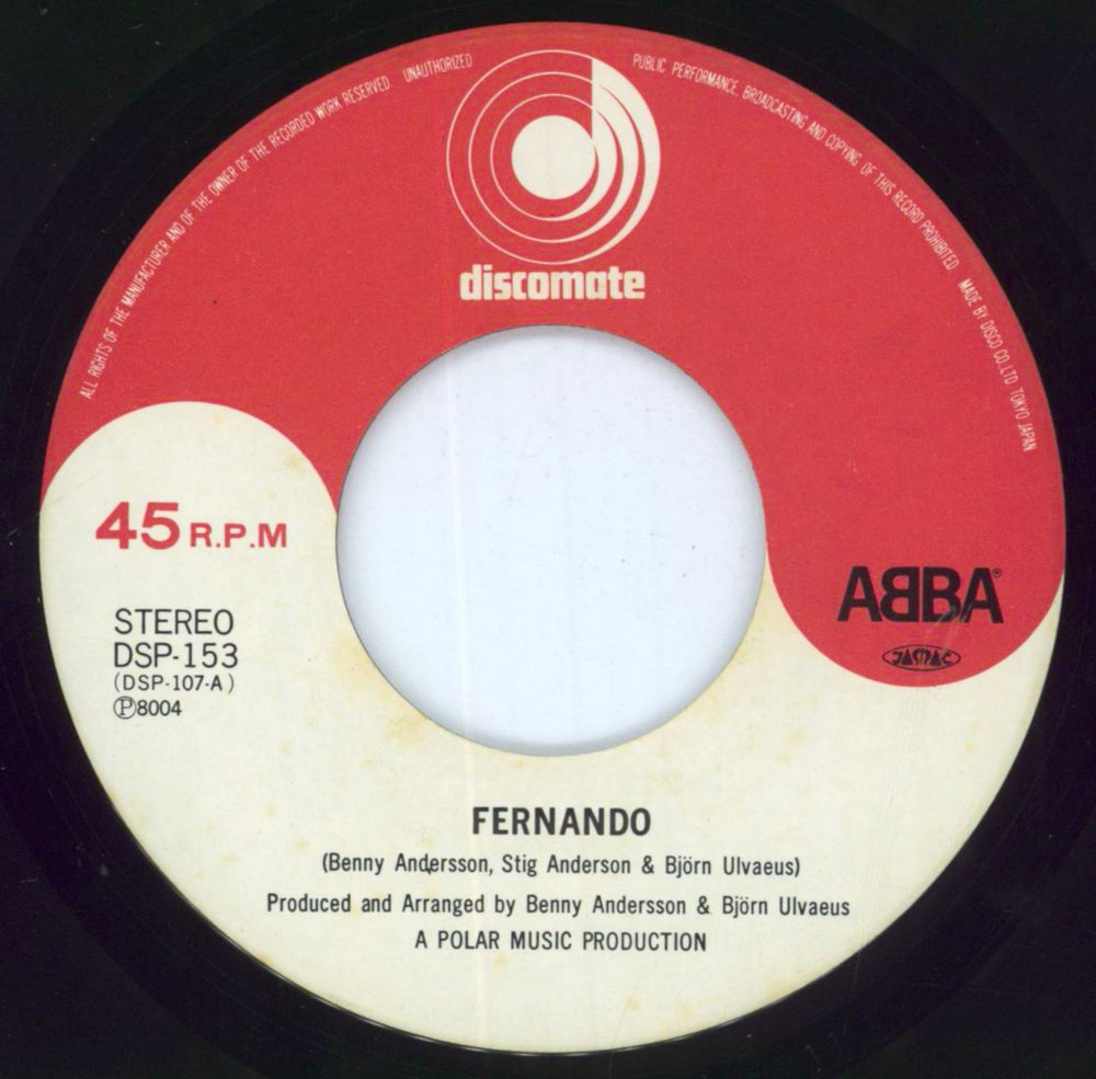 Abba Fernando Japanese 7" vinyl single (7 inch record / 45) ABB07FE246096