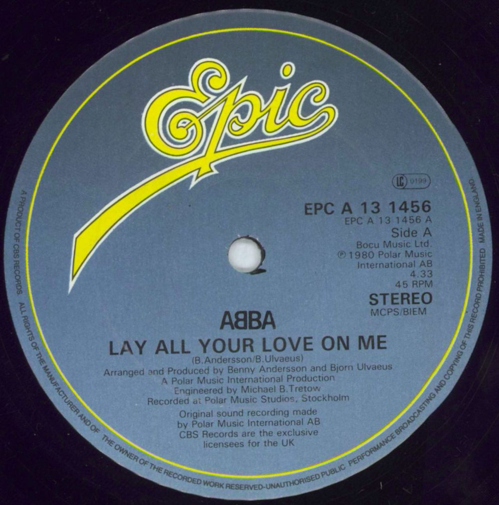 Abba Lay All Your Love On Me - Gold stamped UK 12" vinyl single (12 inch record / Maxi-single) ABB12LA821951