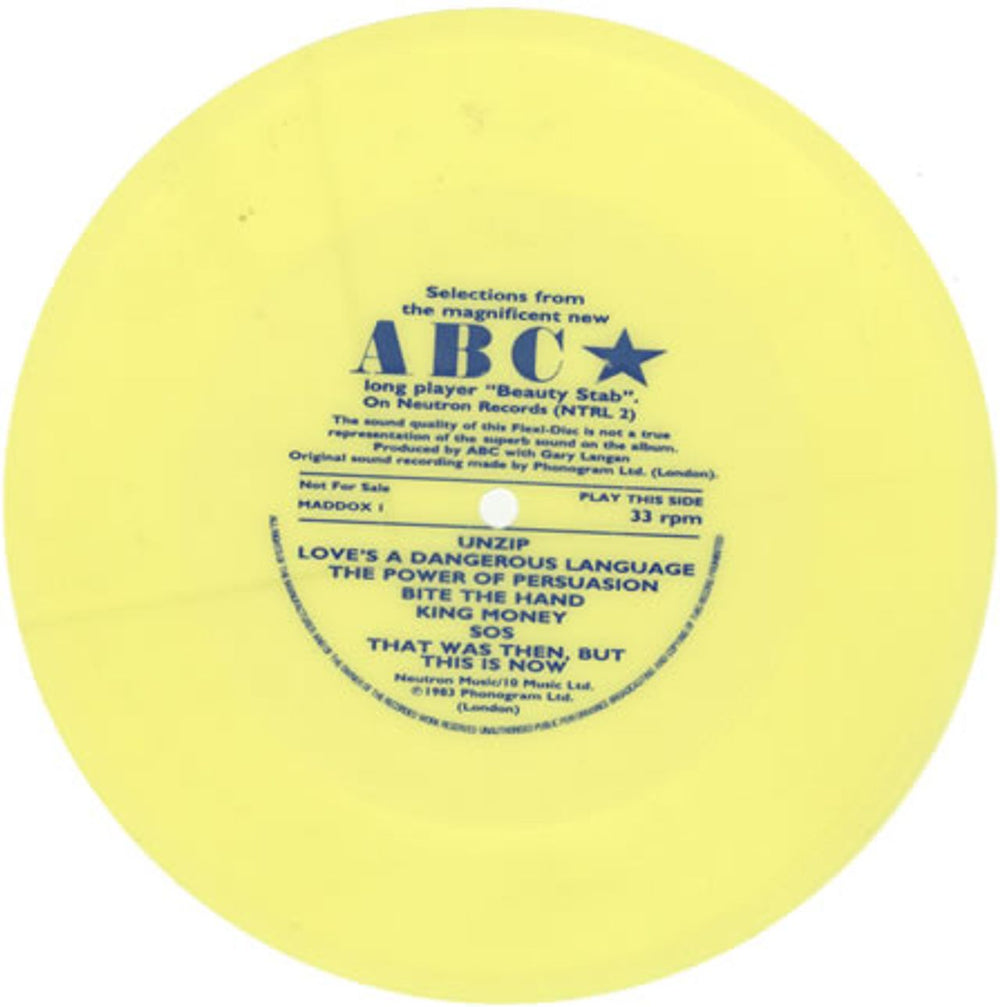 ABC Selections From Beauty Stab - Flexi UK Promo 7" vinyl single (7 inch record / 45) MADDOX1