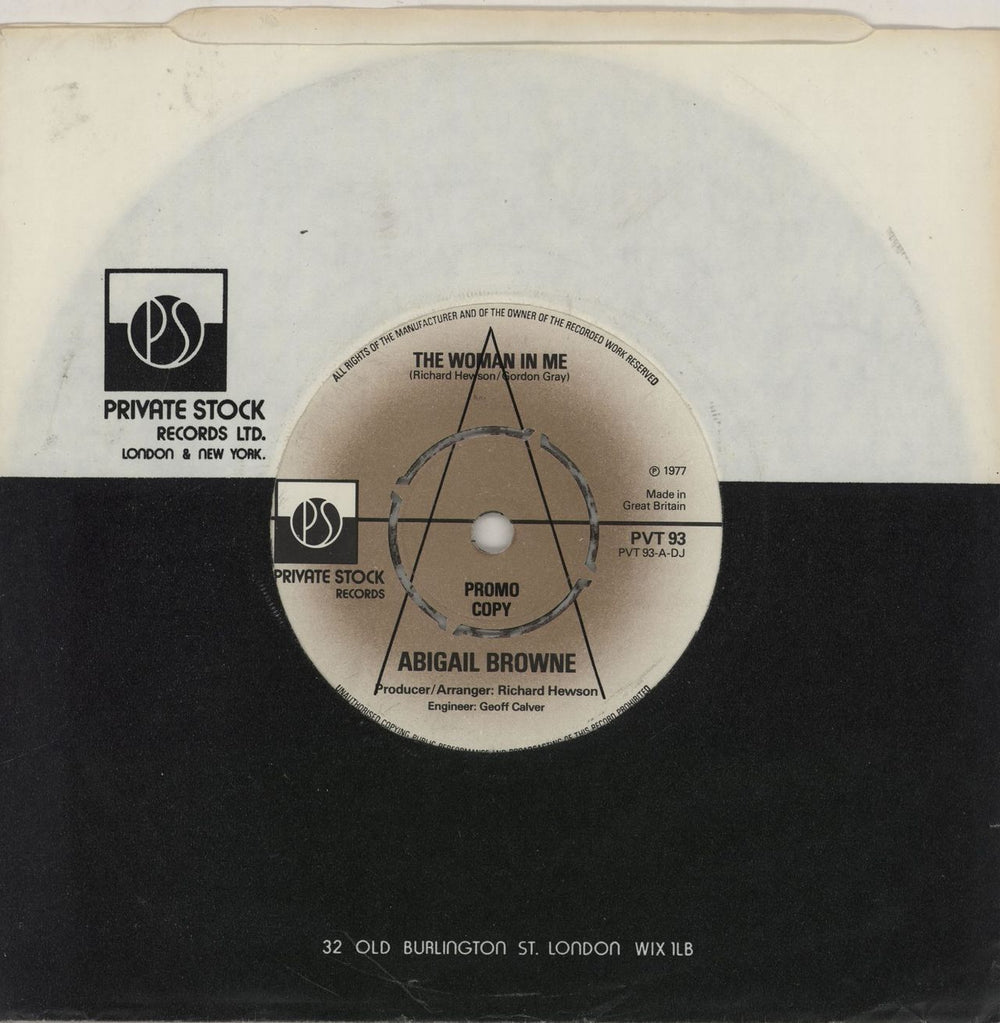 Abigail Browne The Woman In Me - A Label UK Promo 7" vinyl single (7 inch record / 45) PVT93