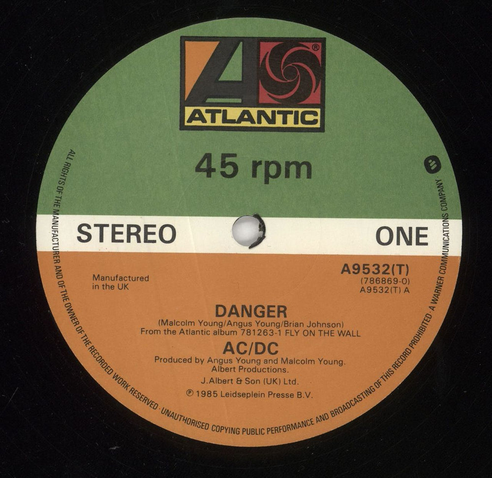 AC/DC Danger UK 12" vinyl single (12 inch record / Maxi-single) ACD12DA98921