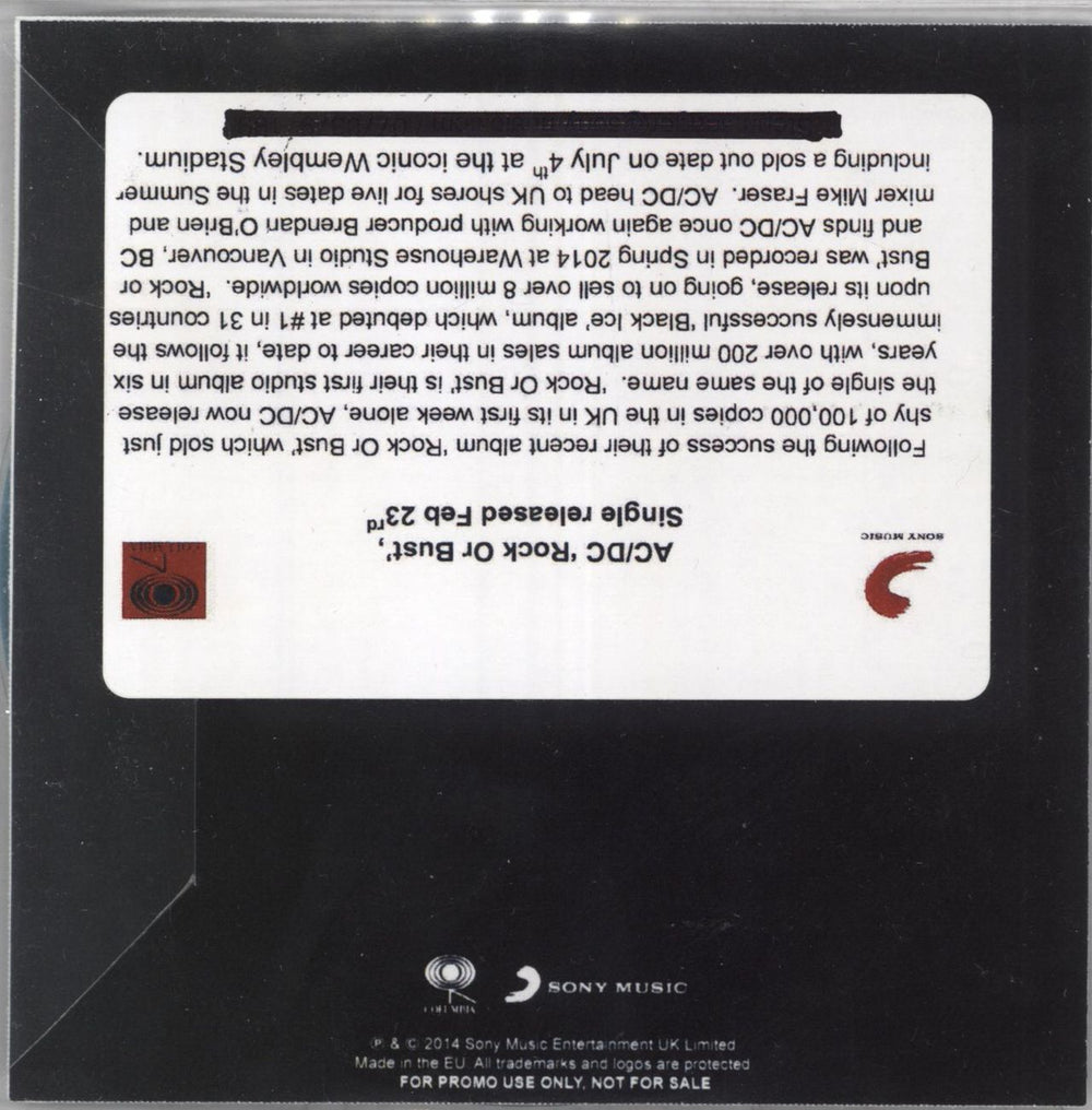 AC/DC Rock Or Bust UK CD-R acetate