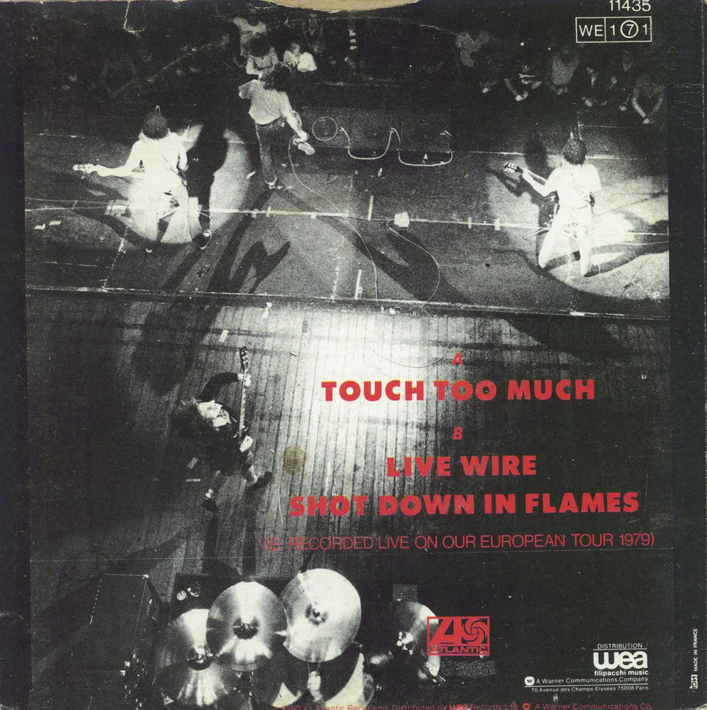 AC/DC Touch Too Much French 7" vinyl single (7 inch record / 45)