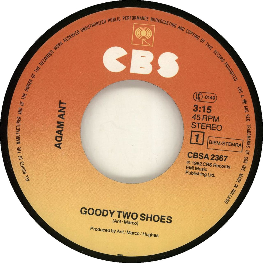 Adam Ant Goody Two Shoes Dutch 7" vinyl single (7 inch record / 45)