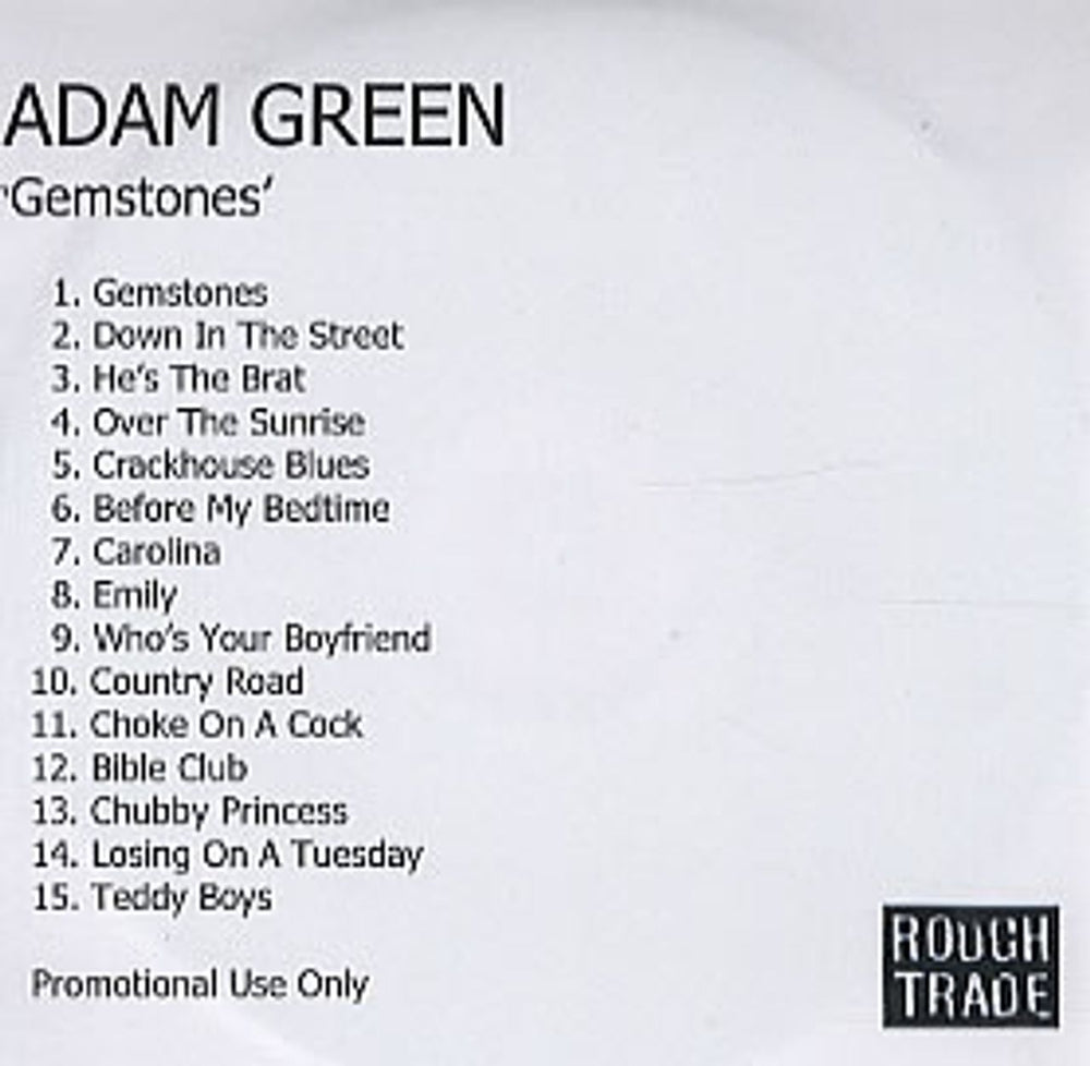 Adam Green Gemstones UK Promo CD-R acetate CD-R ACETATE