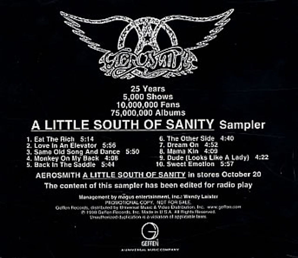 Aerosmith A Little South Of Sanity Sampler US Promo CD album (CDLP) PRO-CD-1226