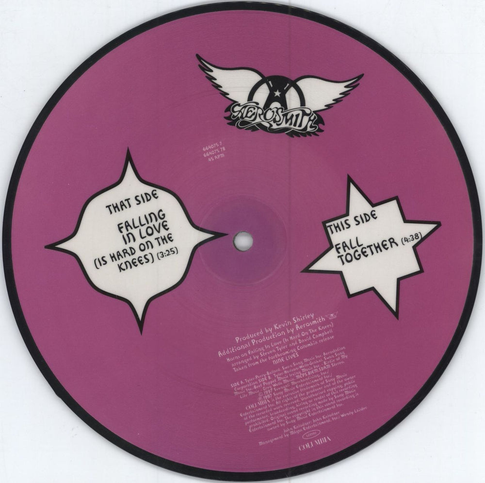 Aerosmith Falling In Love (Is Hard On The Knees) UK 7" vinyl picture disc (7 inch picture disc single) AER7PFA82328