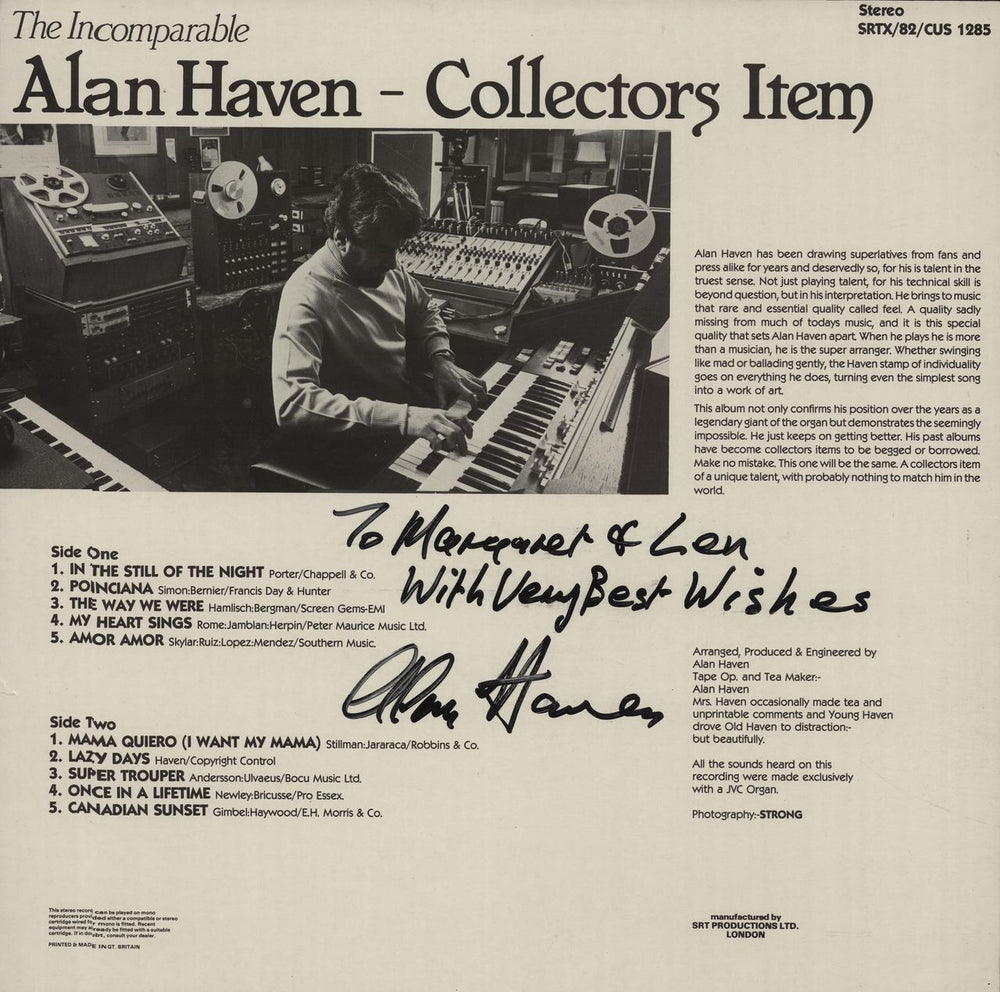 Alan Haven The Incomparable - Autographed UK vinyl LP album (LP record) A0ALPTH660975