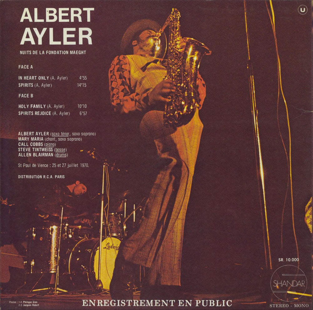 Albert Ayler Nuits De La Fondation Maeght Volume 1 French vinyl LP album (LP record)