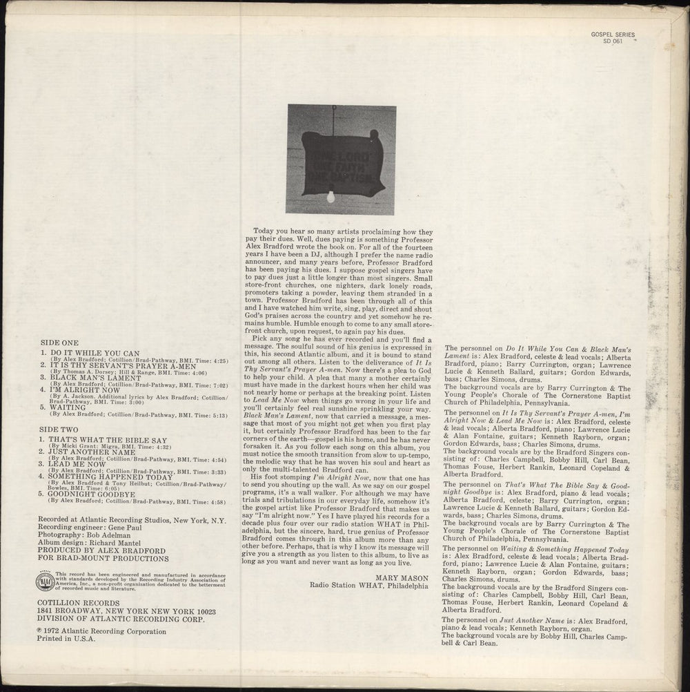 Alex Bradford Black Man's Lament US vinyl LP album (LP record)