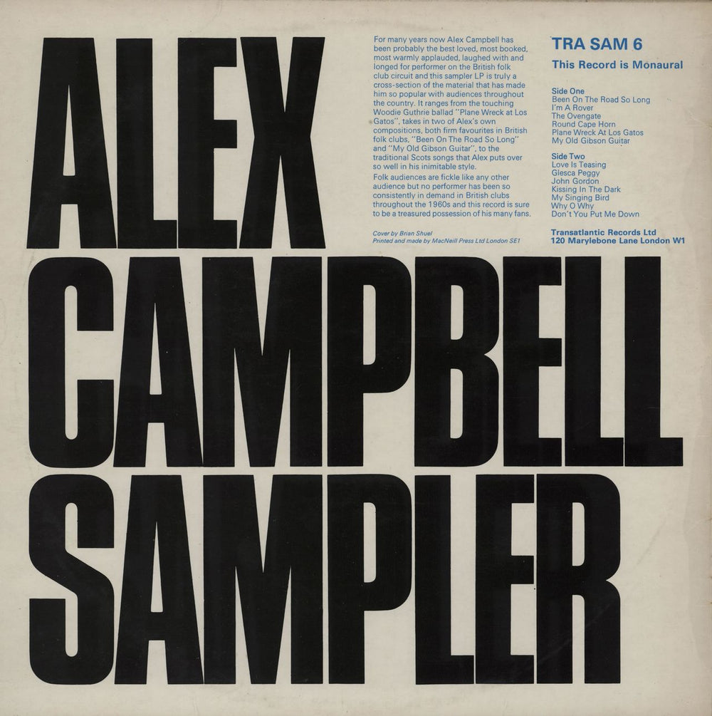 Alex Campbell The Alex Campbell Sampler - 1st UK vinyl LP album (LP record)