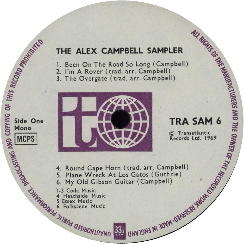 Alex Campbell The Alex Campbell Sampler - 1st UK vinyl LP album (LP record) AB0LPTH751461