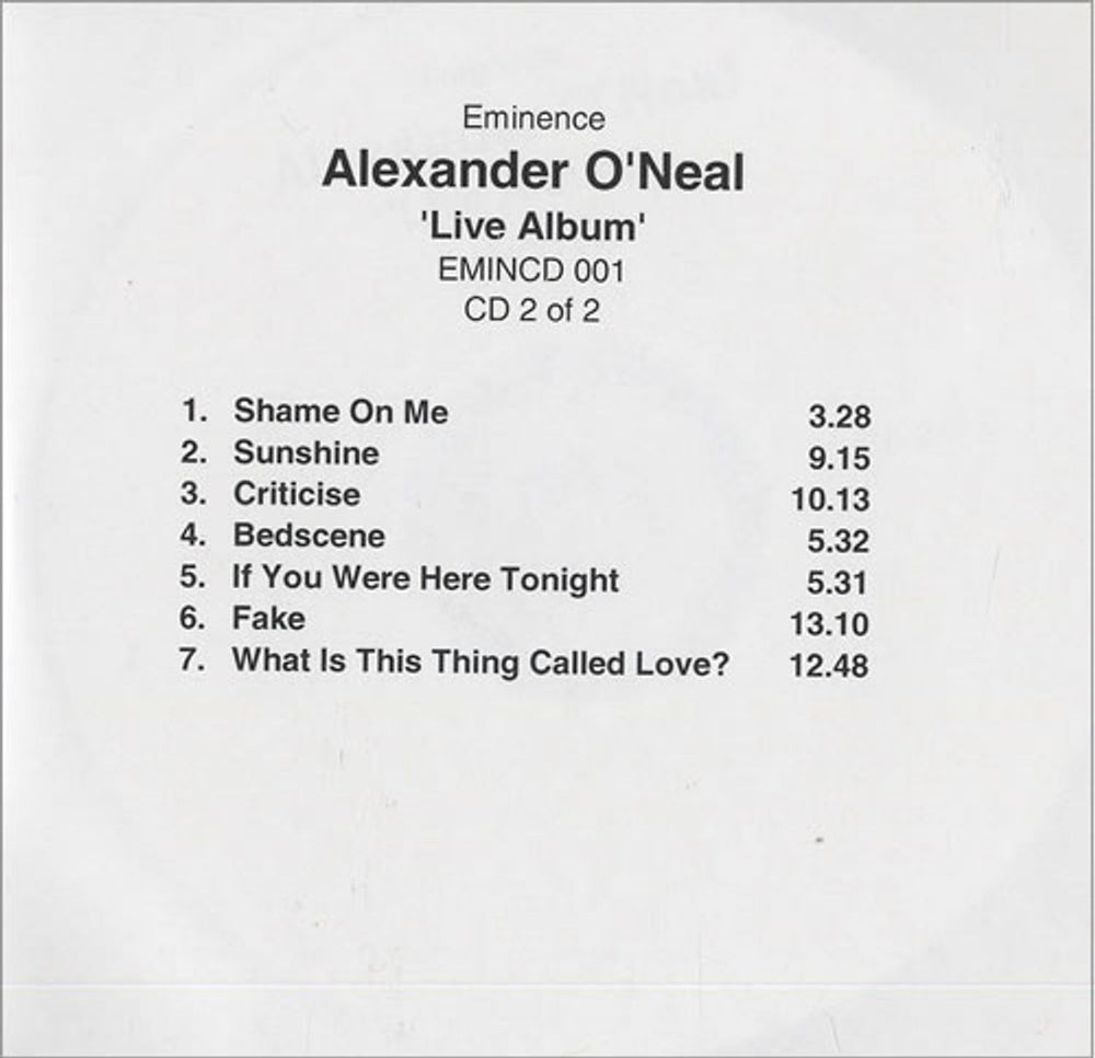 Alexander O'Neal Live Album UK Promo 2 CD album set (Double CD) ALO2CLI472753