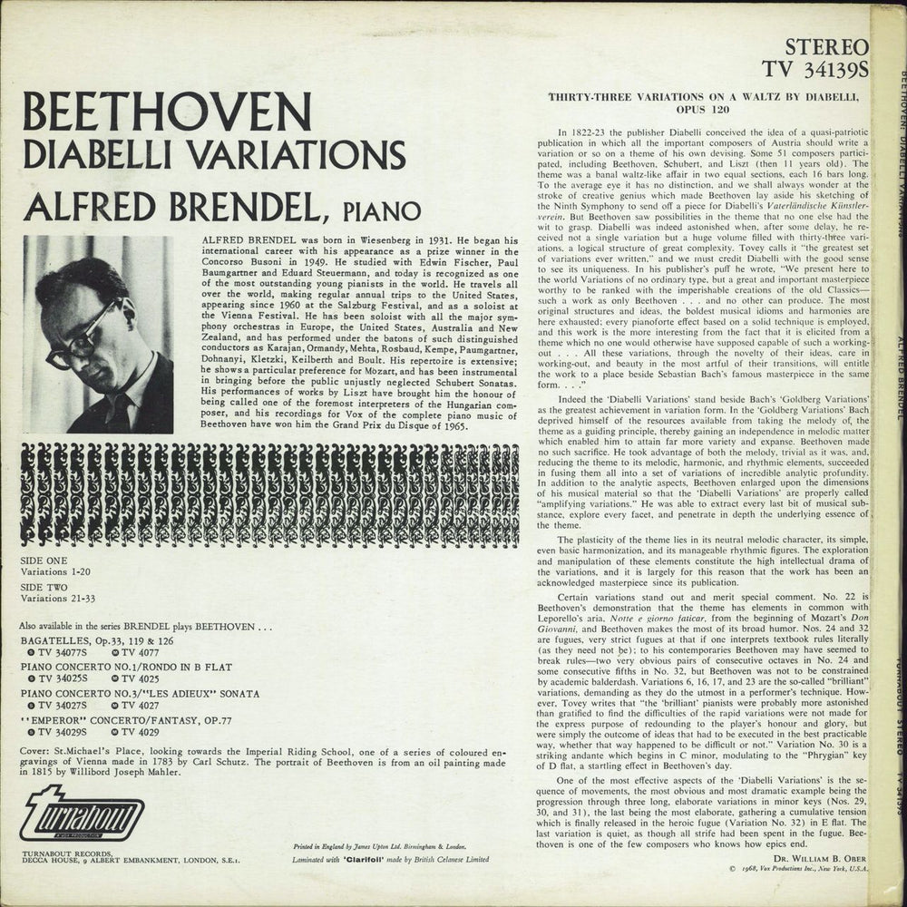 Alfred Brendel Beethoven: Diabelli Variations Dutch vinyl LP album (LP record)