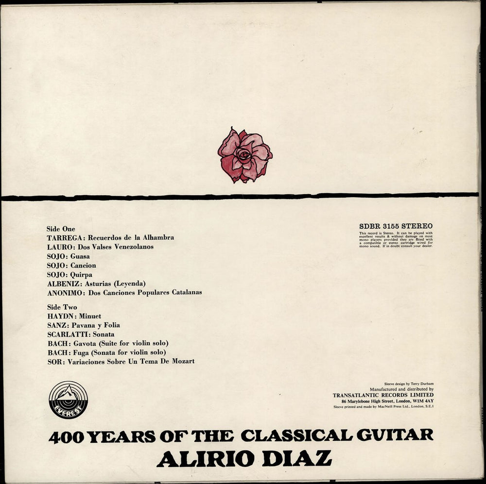 Alirio Díaz 400 Years Of The Classical Guitar UK vinyl LP album (LP record)