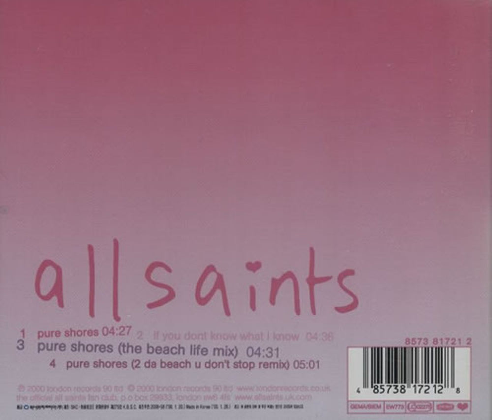 All Saints Pure Shores Korean CD single (CD5 / 5") ASAC5PU154763