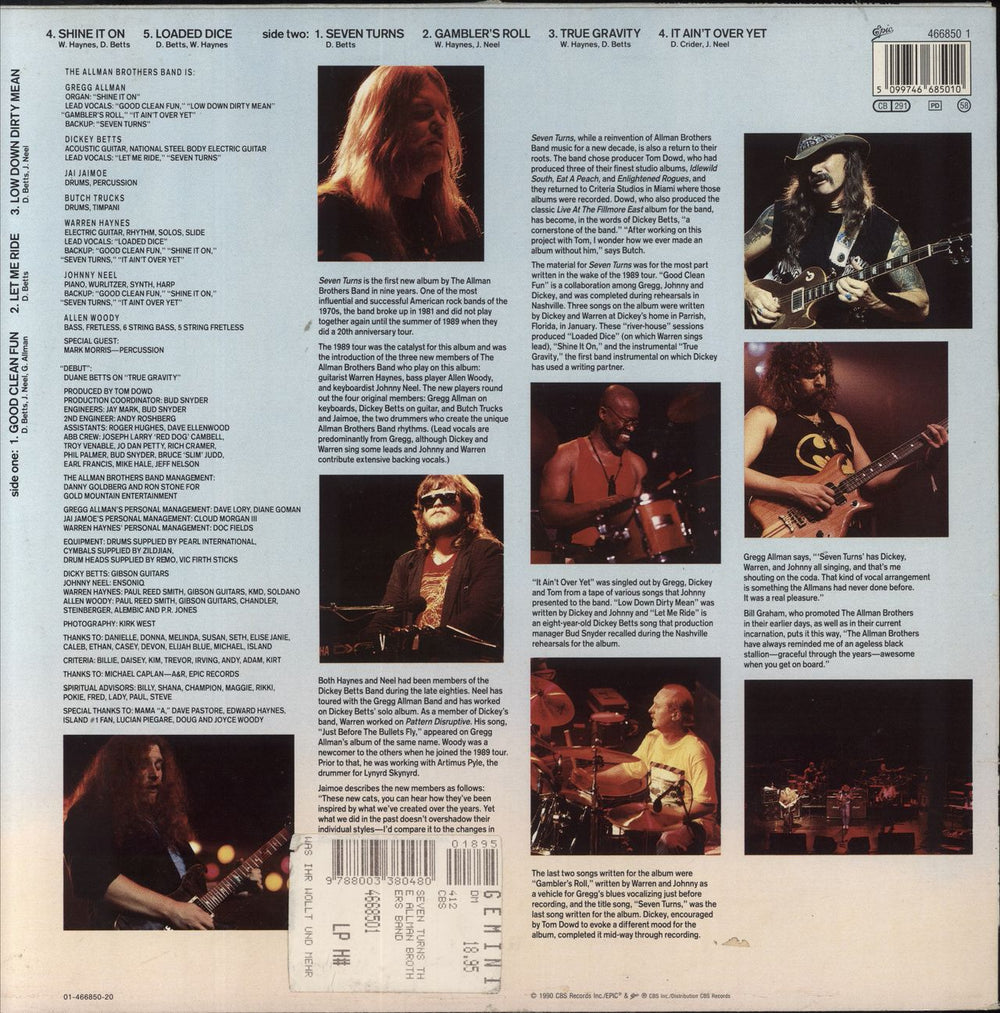 Allman Brothers Band Seven Turns Dutch Promo vinyl LP album (LP record)