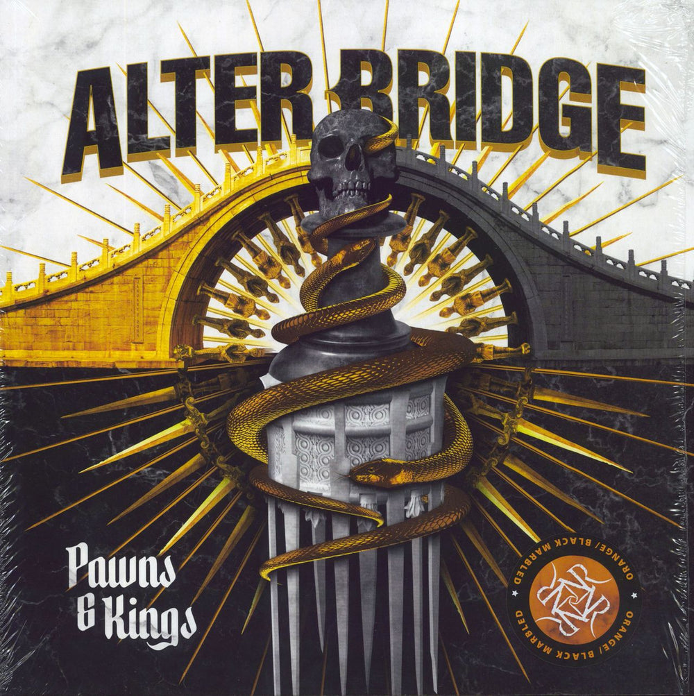 Alter Bridge Pawns & Kings - Orange/Black Marbled UK vinyl LP album (LP record) NPR1060VINYLMOB
