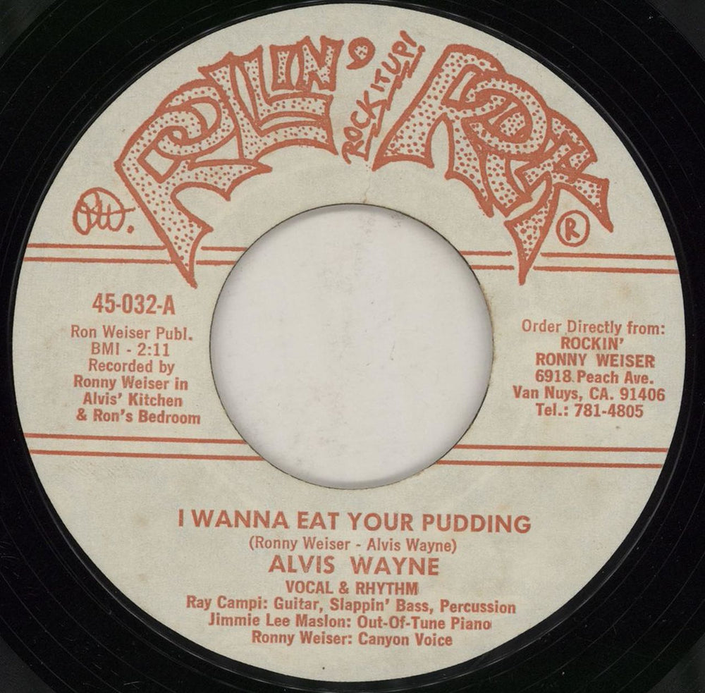 Alvis Wayne I Wanna Eat Your Pudding US 7" vinyl single (7 inch record / 45) 45-032