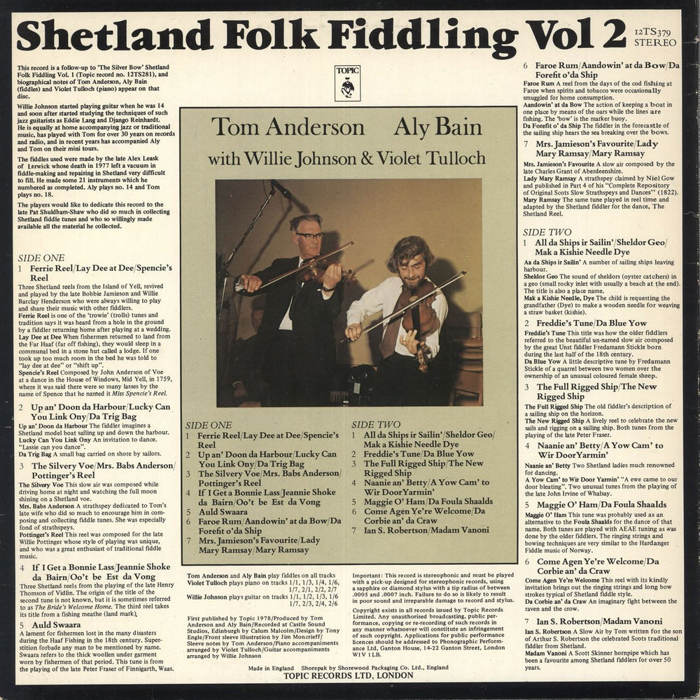 Aly Bain Shetland Folk Fiddling Vol 2 UK vinyl LP album (LP record)