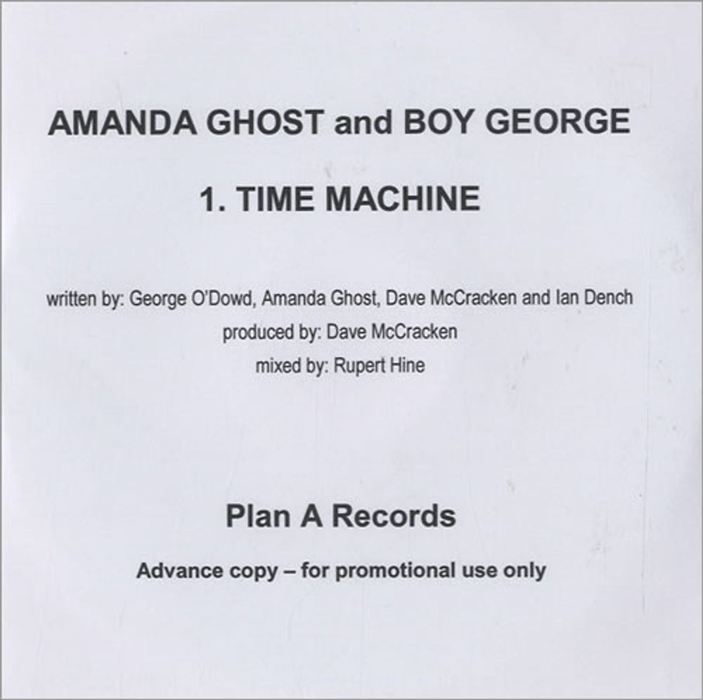 Amanda Ghost Time Machine UK Promo CD-R acetate CD-R ACETATE