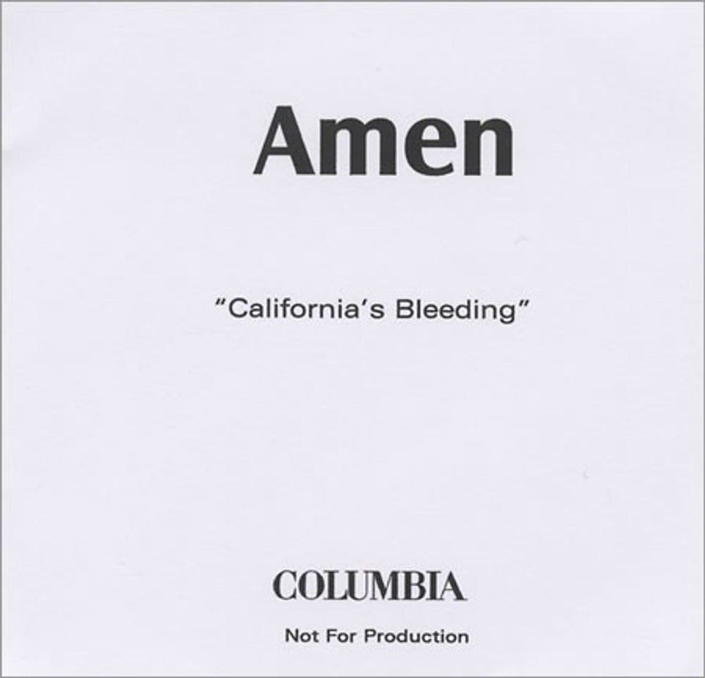 Amen California's Bleeding UK Promo CD-R acetate CD-R ACETATE
