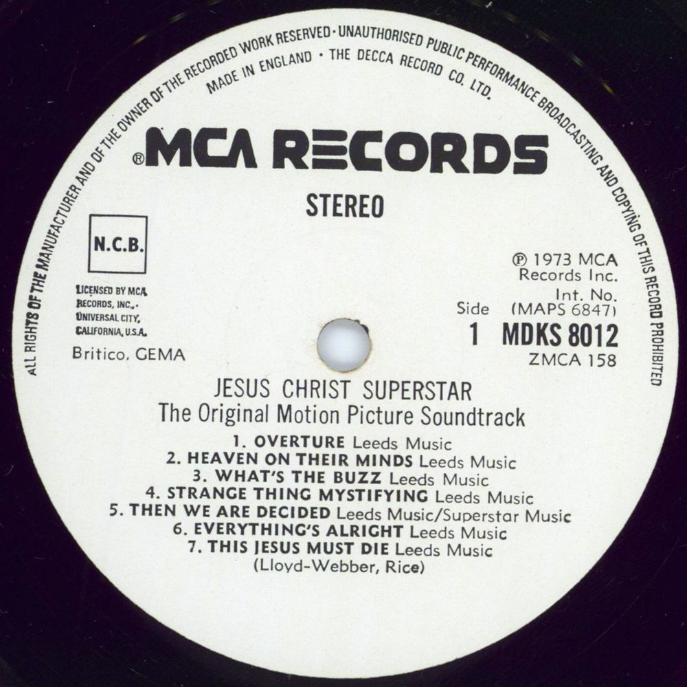 Andrew Lloyd Webber & Tim Rice Jesus Christ Superstar - 1st - Black & White Labels UK 2-LP vinyl record set (Double LP Album) A6H2LJE777497