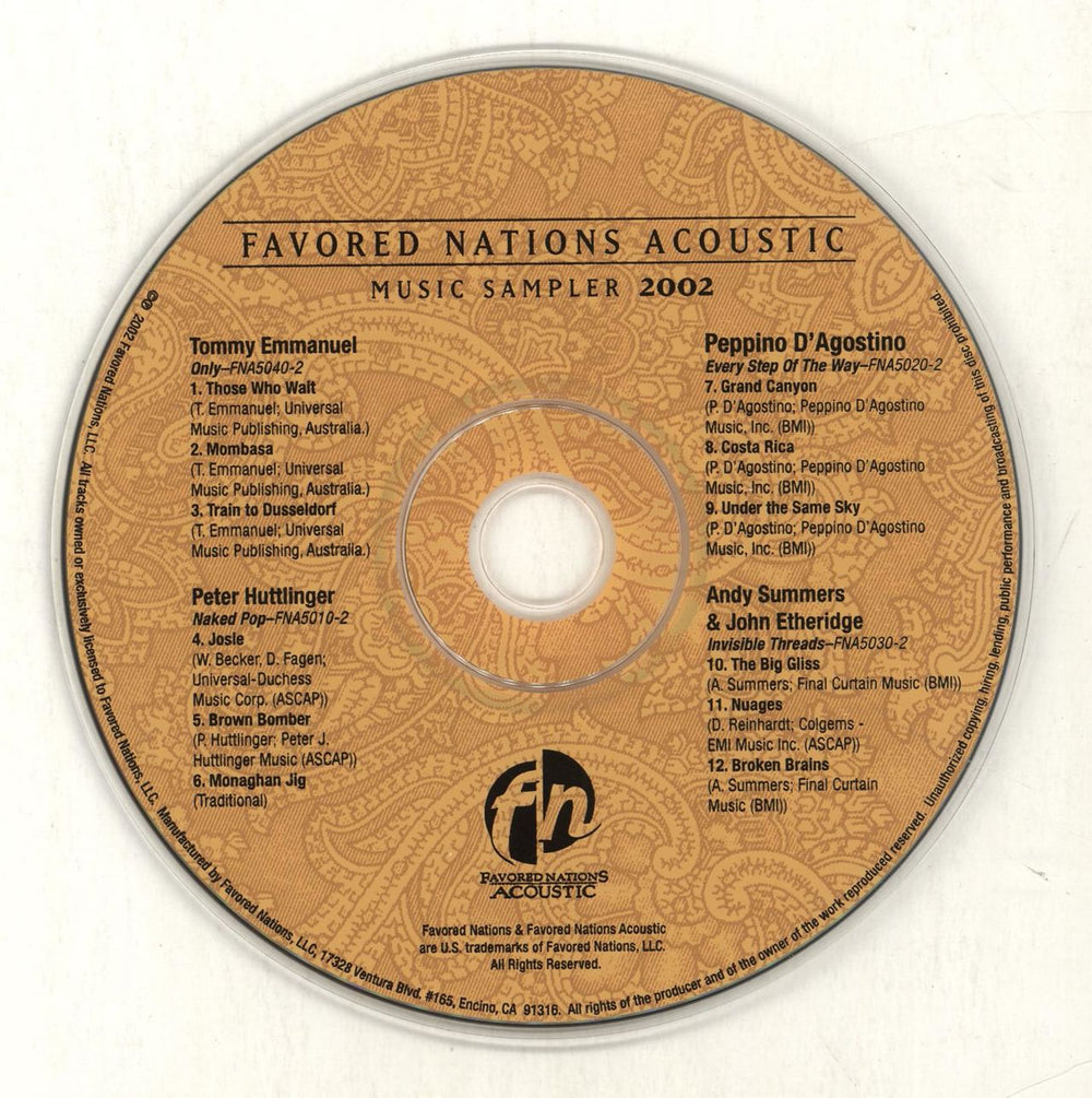 Andy Summers Discover Audio Bliss US Promo CD album (CDLP) ADSCDDI221584