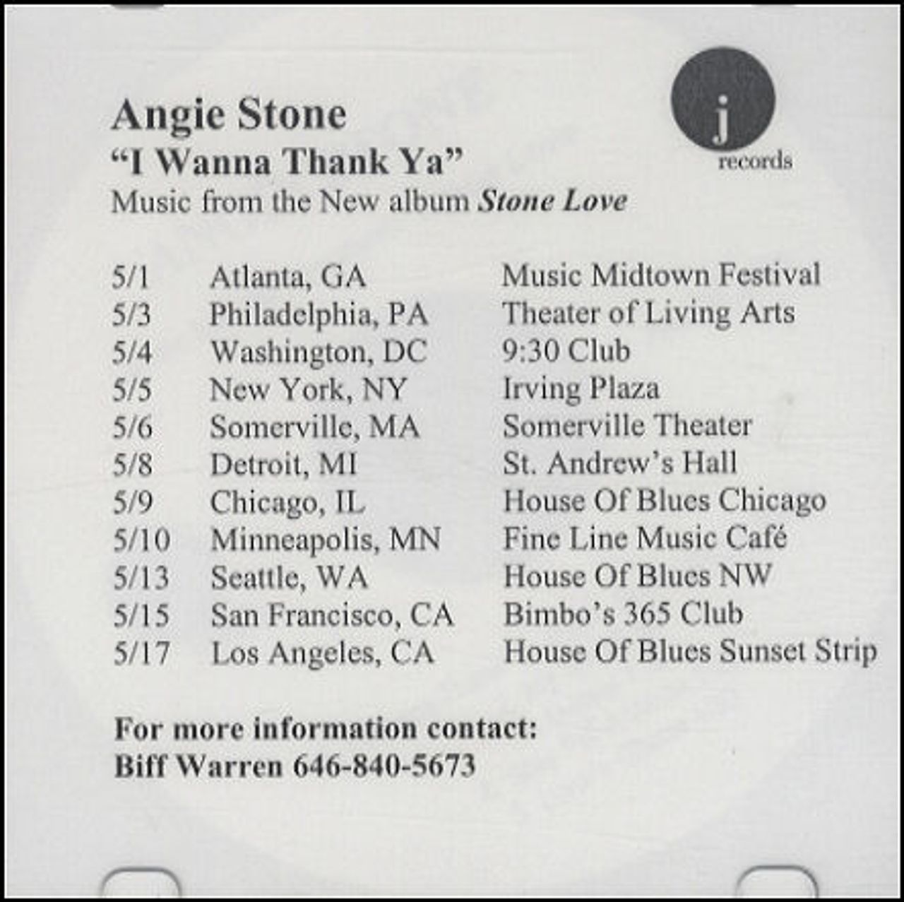 Stone　Promo　—　CD-R　US　Love　Stone　Sampler　acetate　Angie　Tour