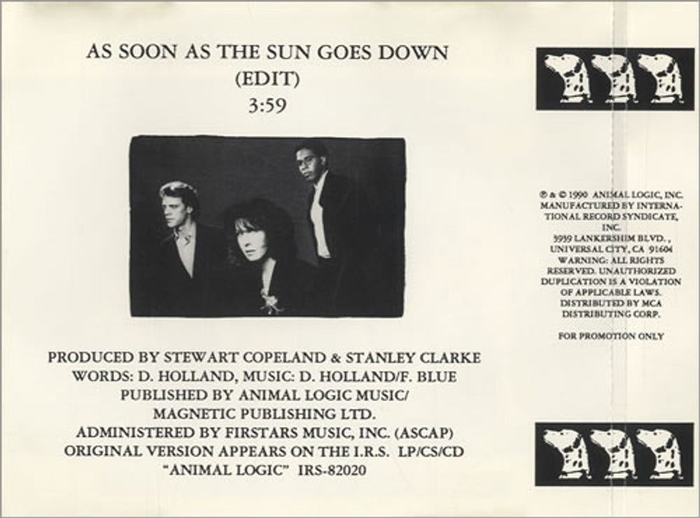 Animal Logic As Soon As The Sun Goes Down US Promo CD single (CD5 / 5") AGCC5AS531554