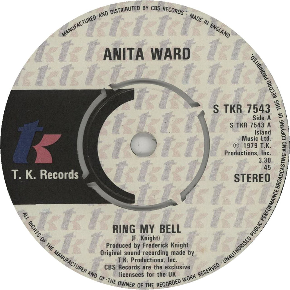 Anita Ward Ring My Bell - 4pr UK 7" vinyl single (7 inch record / 45) STKR7543