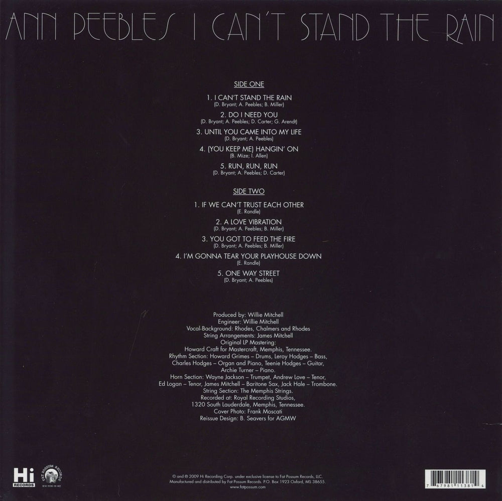 Ann Peebles I Can't Stand The Rain US vinyl LP album (LP record) 767981113814