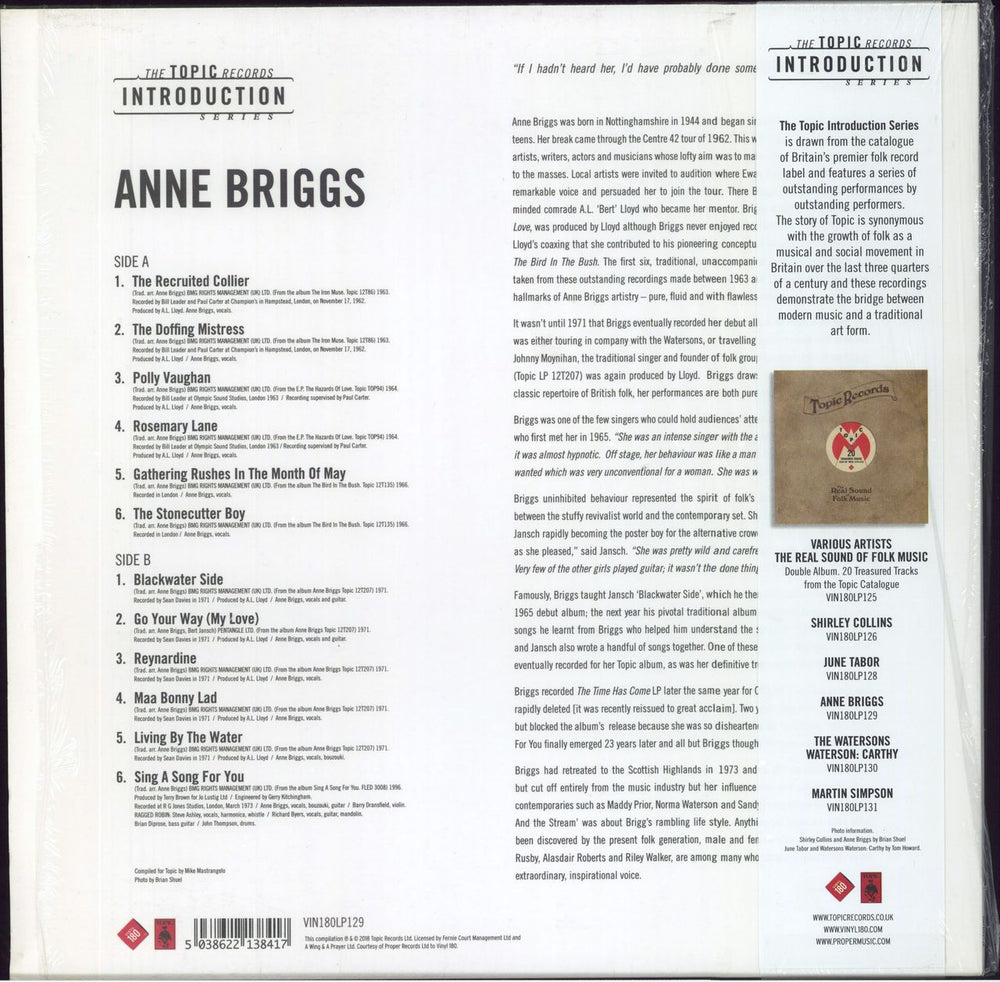 Anne Briggs An Introduction To Anne Briggs - Shrink UK vinyl LP album (LP record) 5038622138417