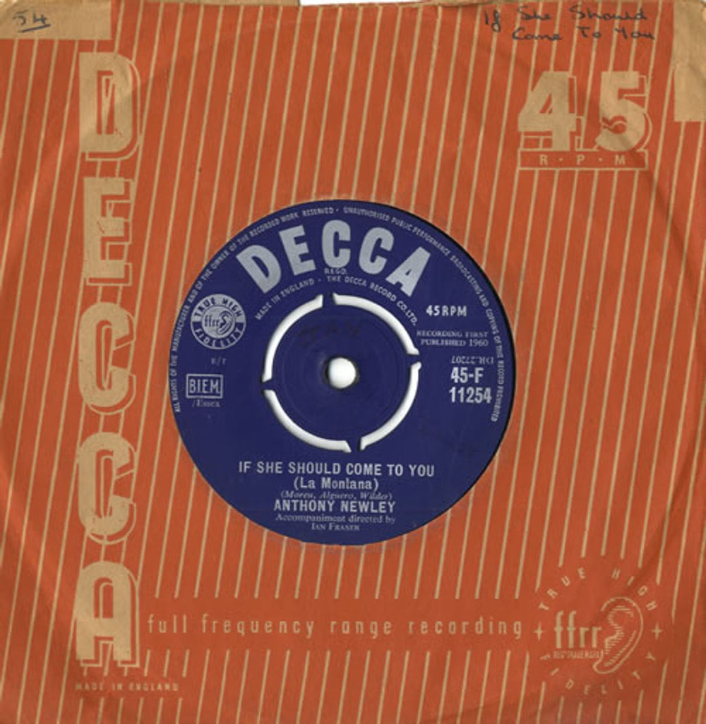 Anthony Newley If She Should Come To You (La Montana) UK 7" vinyl single (7 inch record / 45) 45-F11254