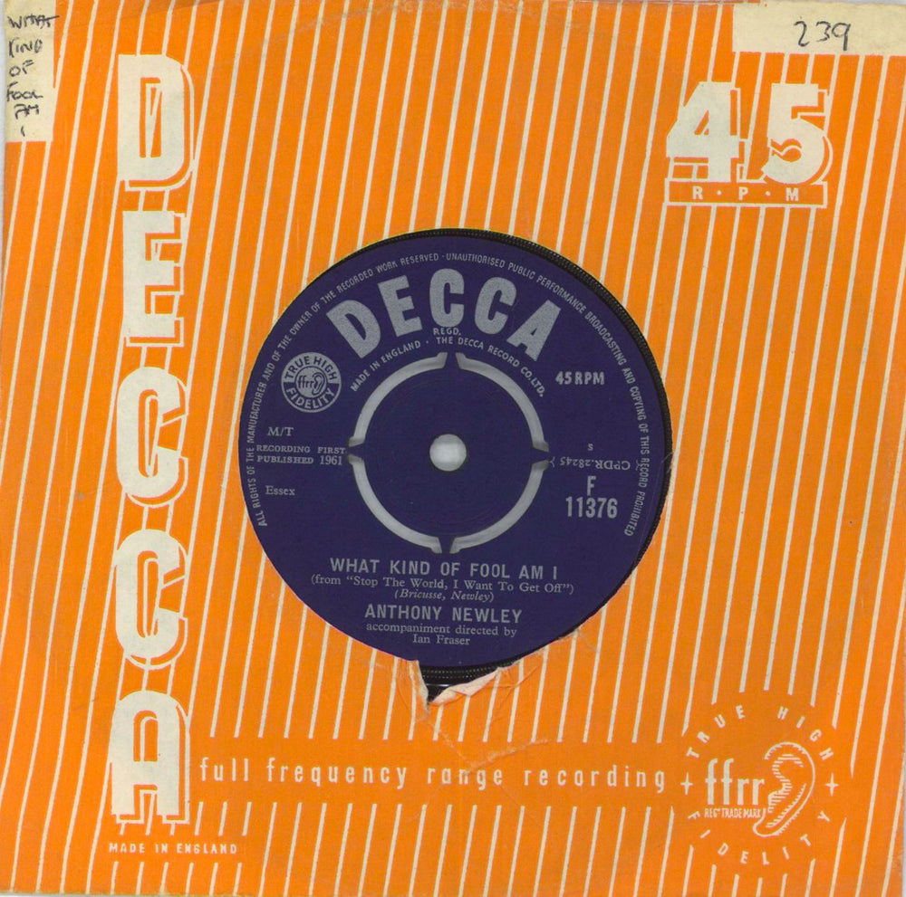 Anthony Newley What Kind Of Fool Am I - 2nd UK 7" vinyl single (7 inch record / 45) F11376