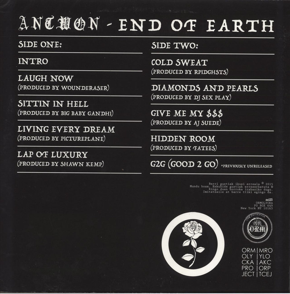 Antwon End Of Earth - Red Vinyl US vinyl LP album (LP record)