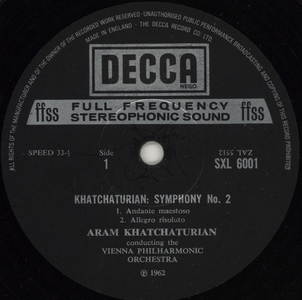 Aram Khachaturian Symphony No. 2 UK vinyl LP album (LP record) KF6LPSY765190