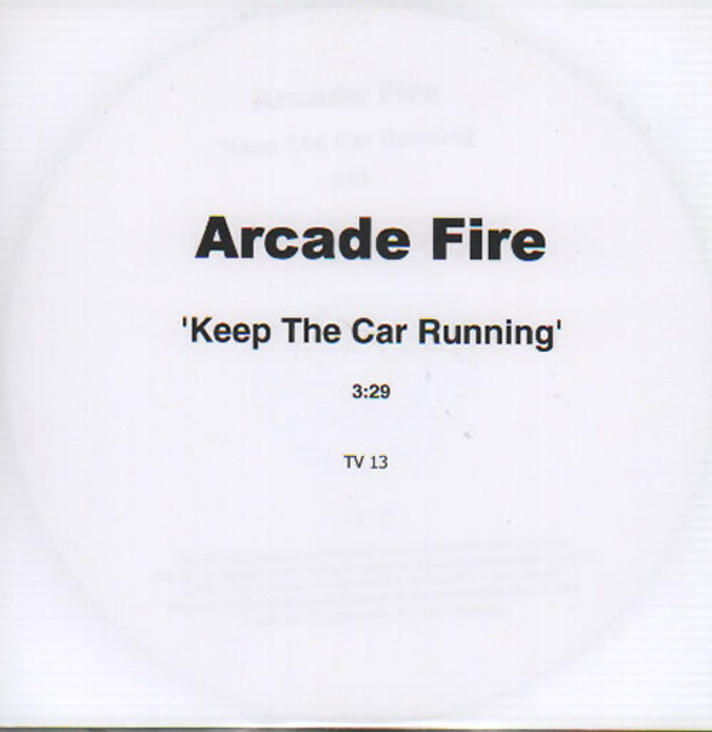 Arcade Fire Keep The Car Running UK Promo CD single (CD5 / 5") TV13