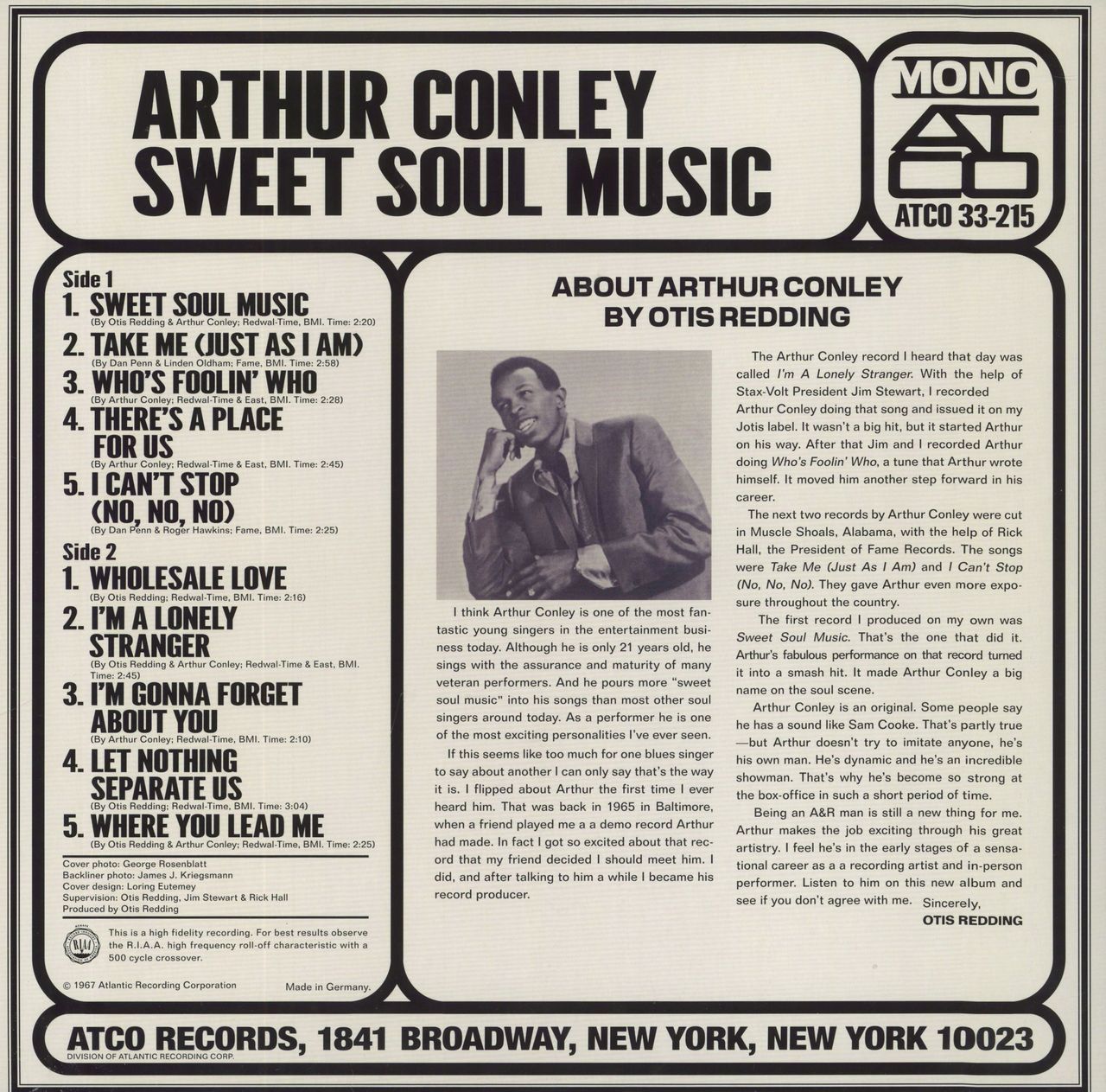 Arthur Conley SweetSoulMusic EP 7inch - 洋楽