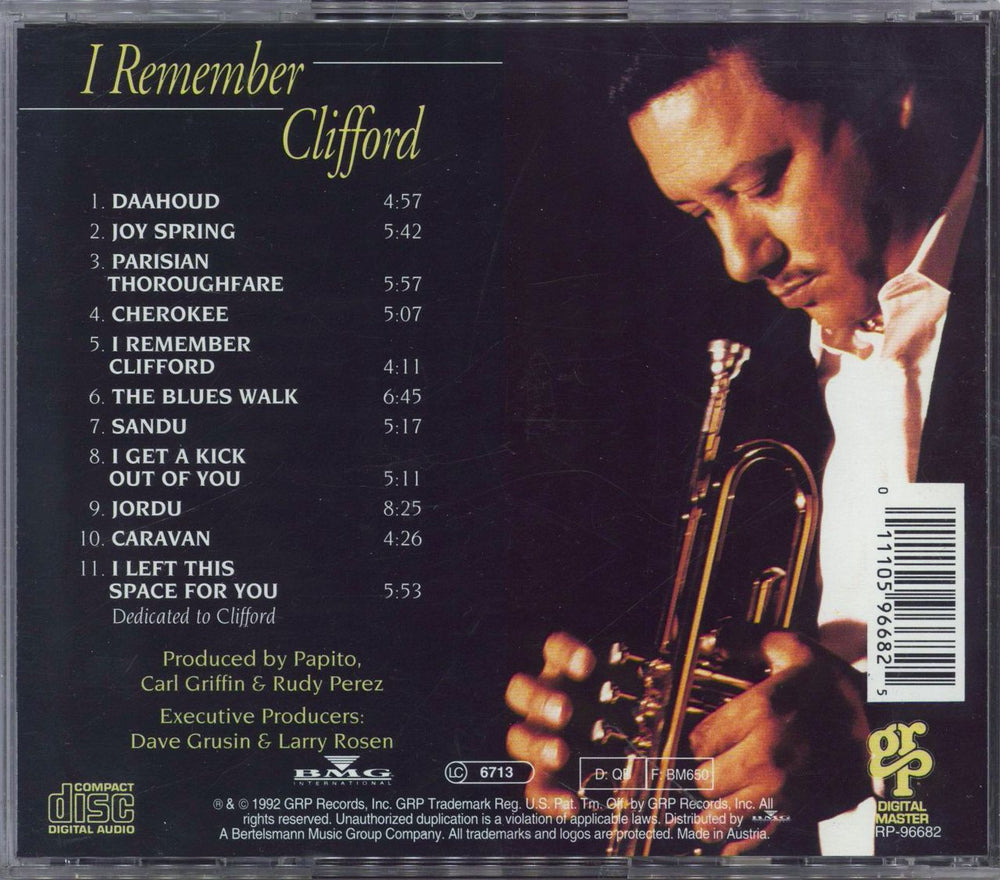 Arturo Sandoval I Remember Clifford Austrian CD album (CDLP) 011105966825