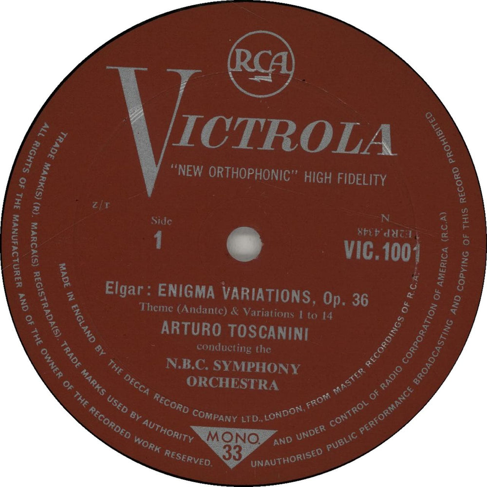 Arturo Toscanini Elgar: Enigma Variations, Op. 36 / Brahms: Variations On A Theme By Haydn UK vinyl LP album (LP record)