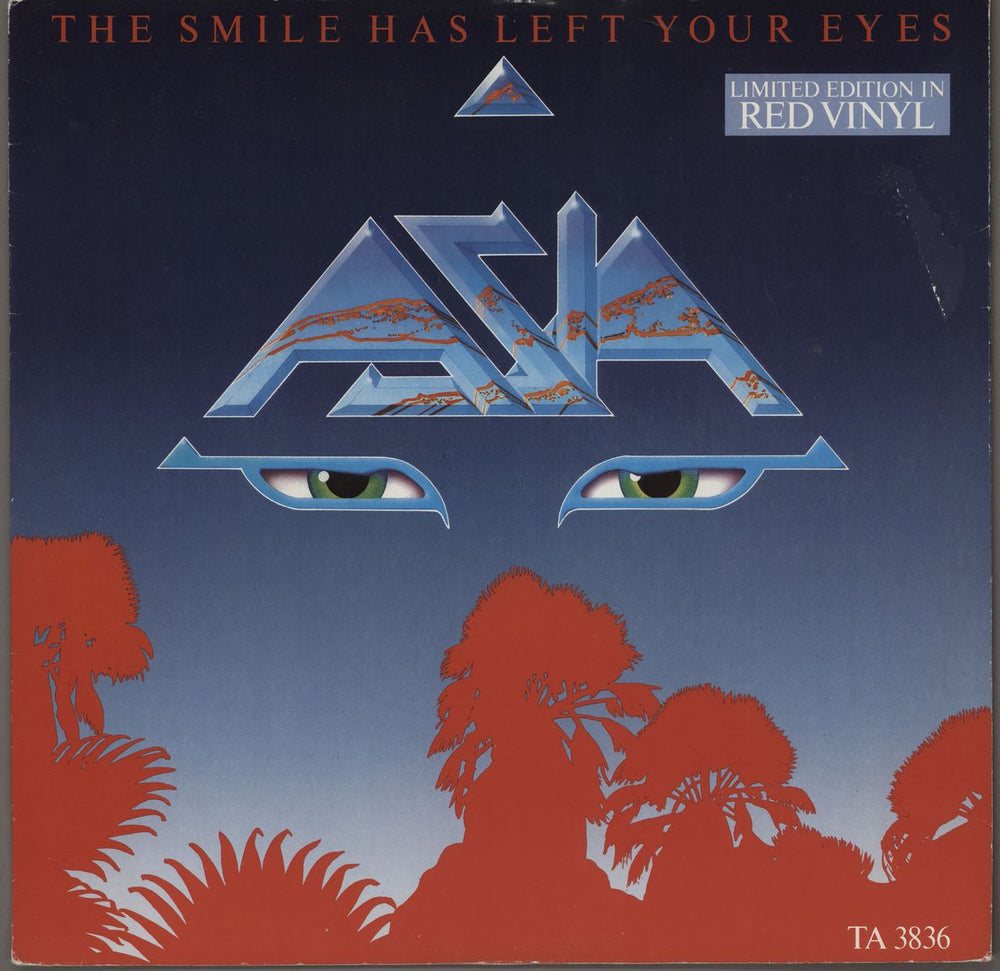 Asia The Smile Has Left Your Eyes - Red Vinyl UK 12" vinyl single (12 inch record / Maxi-single) TA3836
