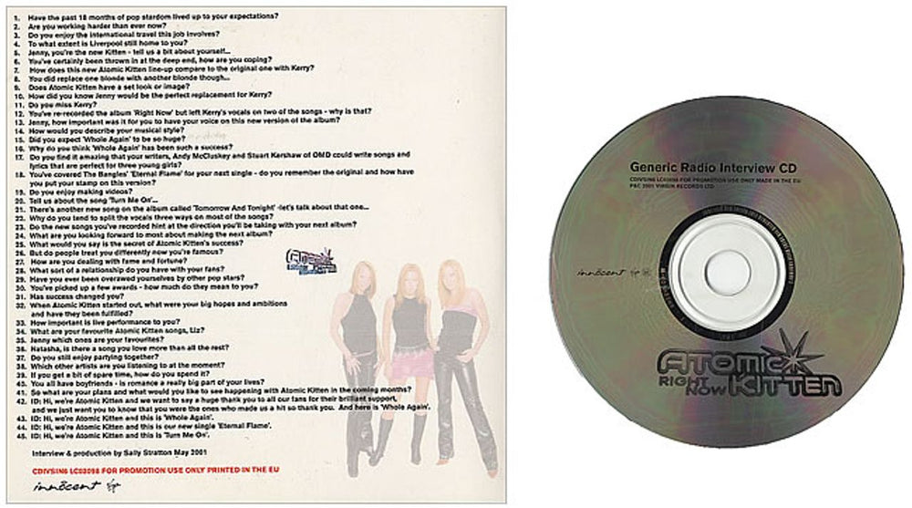 Atomic Kitten Right Now - Generic Radio Interview UK Promo CD album (CDLP) AMKCDRI204274