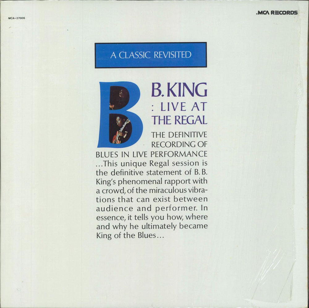 B B King Live At The Regal US vinyl LP album (LP record) MCA-27006