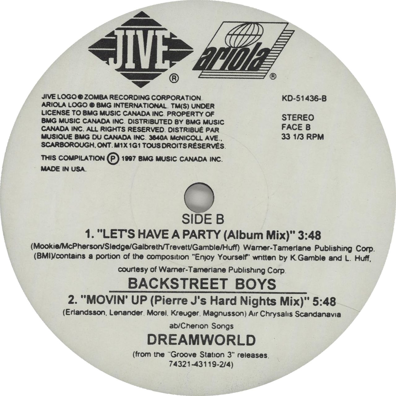 Backstreet Boys Movin Up Pierre J s Hard Nights Mix US Promo 12