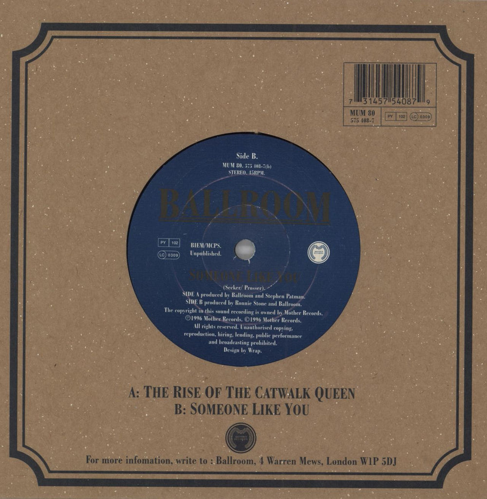 Ballroom The Rise Of The Catwalk Queen UK 7" vinyl single (7 inch record / 45) 731457540879