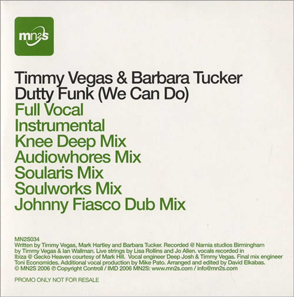 Barbara Tucker Dutty Funk (We Can Do It) UK Promo CD single (CD5 / 5") MN2S034