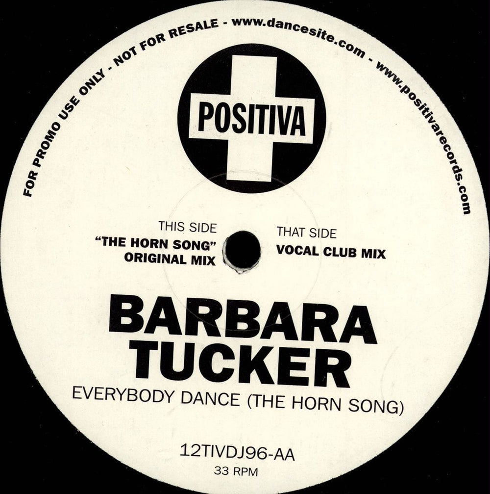 Barbara Tucker Everybody Dance (The Horn Song) UK Promo 12" vinyl single (12 inch record / Maxi-single) 12TIVDJ96