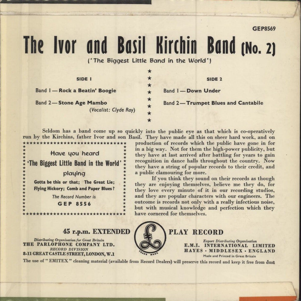 Basil Kirchin The Ivor & Basil Kirchin Band (No. 2) - The Biggest Little Band In The World EP UK 7" vinyl single (7 inch record / 45)